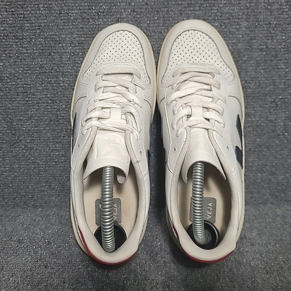 VEJA V-10 Sneakers Womens Size 7 White Red Blue Leather White Nautico Pekin - Picture 5 of 16